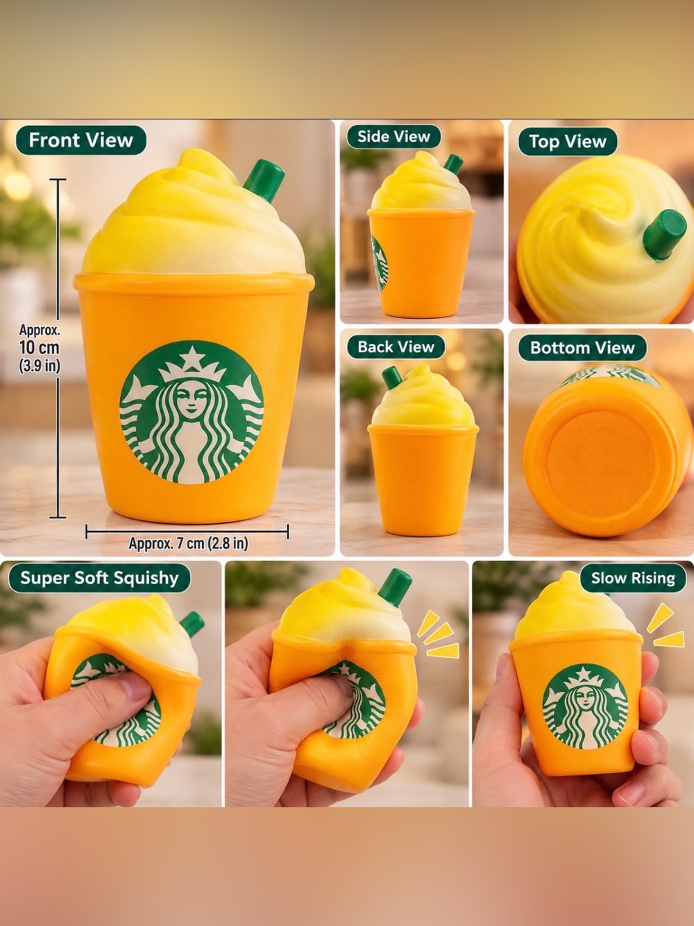 Starbucks Yellow Mini Squishy Cup Stress Toy